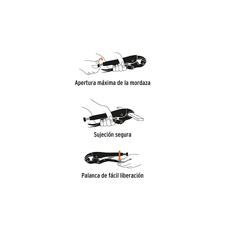 Truper PPT-10RX, Pinza de presión 10", mordaza recta, mango de
