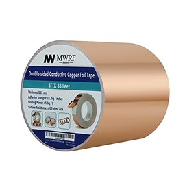 MWRF Source (4 inches x 33 ft) Copper Foil Tape with Conductive Adhesive; EMI Shielding; Stained Glass; Soldering; Electronics Repair, Slug Repellent, Paper Circuits, Grounding