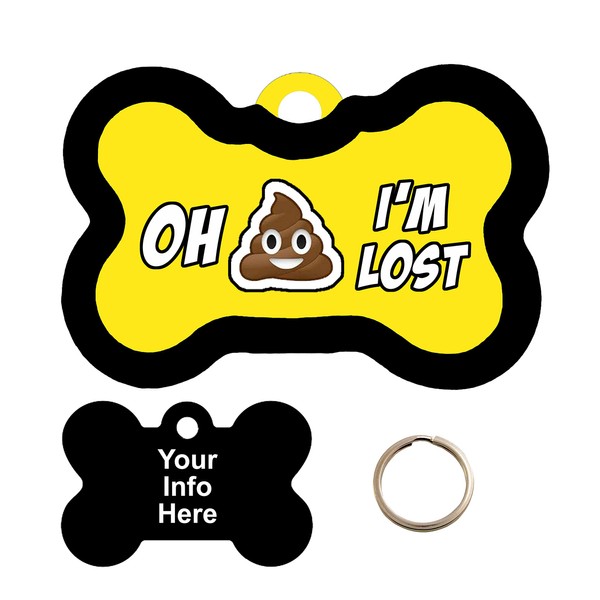 Customized OH Shit I'm Lost Pet Tag - Bone Shape