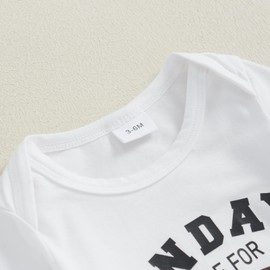 Newborn Baby Boy Football Outfit Sundays are for Football with Daddy Romper Rugby Pants Hat 3Pcs Fall Clothes (White, Newborn)