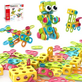 PicassoTiles - Juego de bloques de construcción de 115 piezas para niños, juguete STEM de construcción, kit de juguetes sensoriales para niños, juego de educación temprana con IdeaBook gratis,