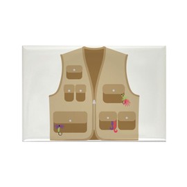 CafePress Fishing Tackle Vest Magnets Rectangle Magnet, 3"x2" Refrigerator Magnet