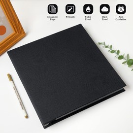 Spbapr Large Photo Album Self Adhesive Linen Cover Magnetic Scrapbook Album DIY Scrap Book 60 Black Sticky Pages for 4x6 5x7 8x10 10x12 Pictures with A Metal Pen