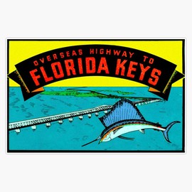 Florida Keys Highway Bridge Vintage Travel Decal Vinyl Decal Wall Laptop Bumper Sticker 5"