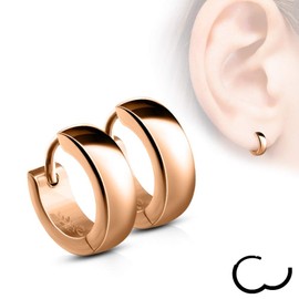 Treuheld® | Classic Hoop Earrings in 5 Colours (Black, Rose Gold, Silver, Gold, Multicoloured) - Stainless Steel - Women's & Men's Earrings - Earrings with Latch Back - 4 mm Wide - Ear Jewellery Earring for Folding