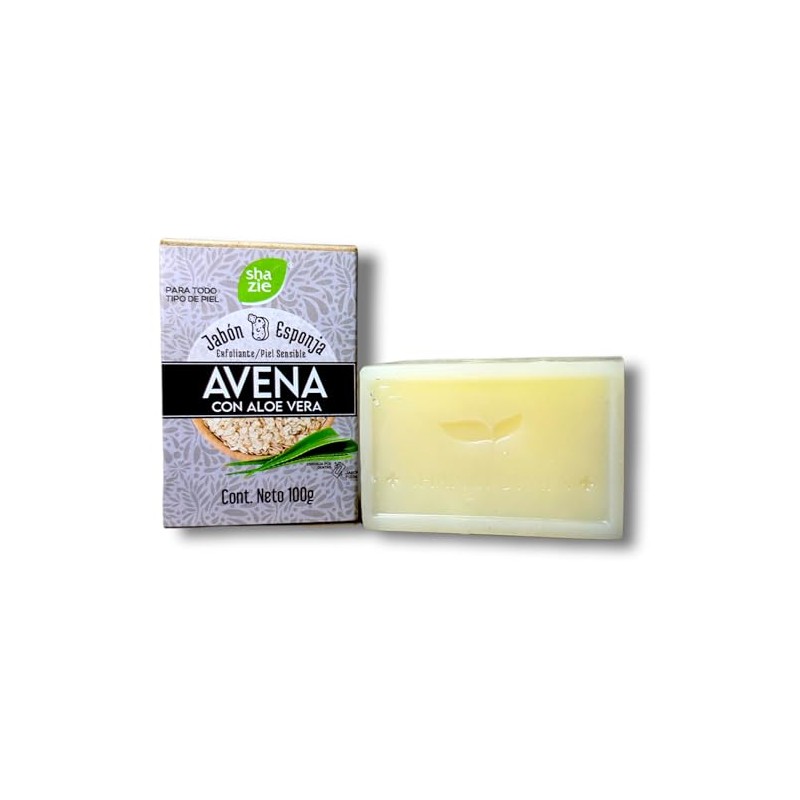 Jabón Natural de Avena y Aloe Vera -Sábila- con Esponja,