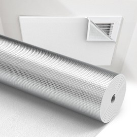 Chiligent Insulation Cover for Vents, 19.5" x 10FT Thick Foam Thermal Insulation, Self-Adhesive & Extra, 3-Layer Whole House Fan Cover, Ceiling, Attic, RV, Garage, Reflective, Pack in Roll