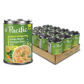 Pacific Foods Organic Greek-Style Chicken Orzo Soup With Lemon and Herb, 16.1 oz Can (12 Pack)