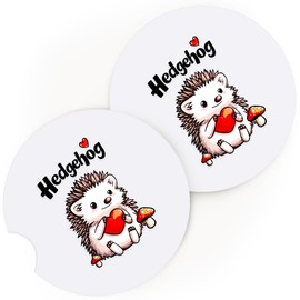 BJDAMAI - Juego de 2 posavasos para coche de erizo, bonitos accesorios interiores de automóvil de erizo, posavasos temáticos para mujeres y hombres, regalos temáticos para amantes de erizo, accesorios