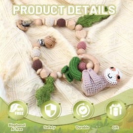 Pram Chain Wooden Baby Pram Toy Pram Chain Boy Girl for Babies and Toddlers from 3 Months for Girls Boys Baby Toys and Gifts (Koala)