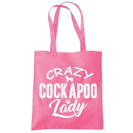 Crazy Cockapoo Lady - Tote Shopping Bag - Pet Dog owner Doggy Mum Puppy One size pink