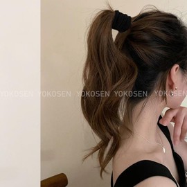 Yokosen Hair Rubber Black Korean Style Set of 4, Stylish, Simple, Non-Tracing, Hair Clip, Thick, Soft, No Headaches, Non-Cut Rubber, High Elasticity, Fashion Accessories, Black