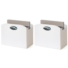 EZDeco 2 Pack Magazine Holder ,Magazine Rack Floor, PU Leather Magazine Rack,Newspaper Book Storage Basket Foldable Document File Holder,File Folder Organizer for Home,Office,Living Room