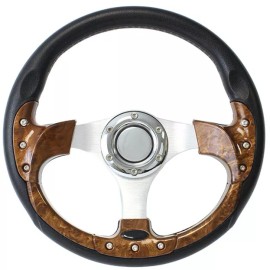 Forever Sharp 12.5" Burl Wood Aluminum Performance 317.5mm Steering Wheel 6 Hole 70mm Bolt