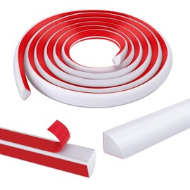 moonoom 118 inch Flexible Quarter Round Molding, 1/2" Self-Adhesive Trim Molding, Waterproof Wall Quarter Round Trim for Wall Edge Corner Base of Staircase Cabinet Edge Countertops