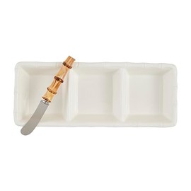 Mud Pie Bamboo Triple Tidbit; dish 5" x 11 1/4" | spreader 5 1/2"