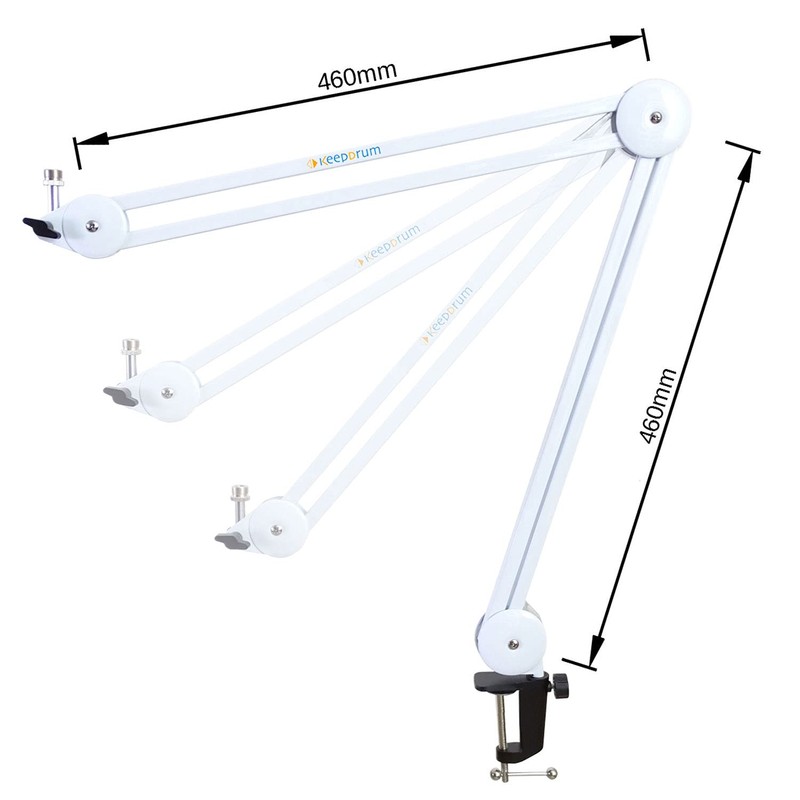 keepdrum MS138 Microphone Arm White + MS089 Microphone Spider for