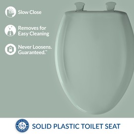 Bemis Classic Colors Slow Close Toilet Seat, Easy Clean Hinges and Durable Plastic Seat, Made in USA, Elongated, Seafoam