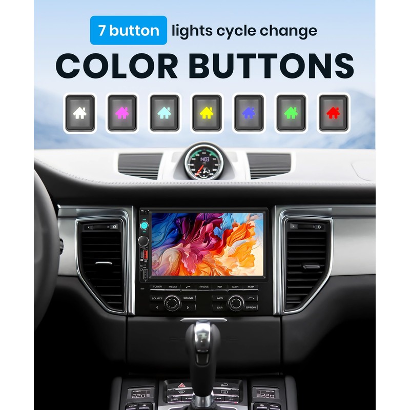 Wireless Double Din Car Stereo Carplay Android Auto, 7 Inch