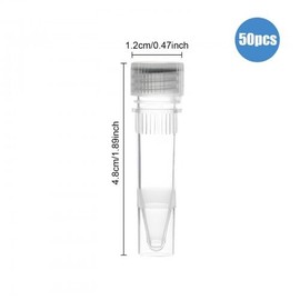 Pack of 50 1.5 ml Test Tube, Plastic Centrifuge Tubes with Screw Cap, Plastic Cryo Tubes, Laboratory Freezing Tubes, Sample Tubes, Clear Sample Storage Container for Laboratory