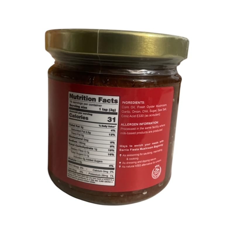 Barrio Fiesta Spicy Mushroom Bagoong, Sauteed Mushroom Paste, 8.1 oz