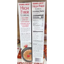 Trader Joe's High Fiber Cereal Low Fat Low Sodium 14.5oz 411g (2 Boxes)