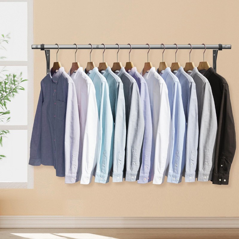 FCCRETA Clothes Rack Wall Mounted - 44'' Pipe Clothing Rack