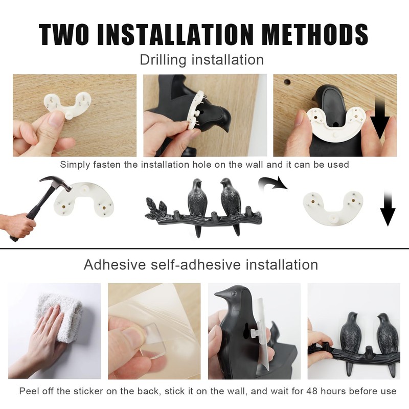 letuxaamz Key Holder, Key Holder with 3 Hooks, Bird Key