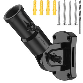 evertoco Heavy Duty T304 Stainless Steel Flag Pole Bracket - 180° Adjustable Flag Pole Holder for House with Two Installation Methods, Flag Mount for 1" Diameter Pole, Wind Resistant&Rust Free Black