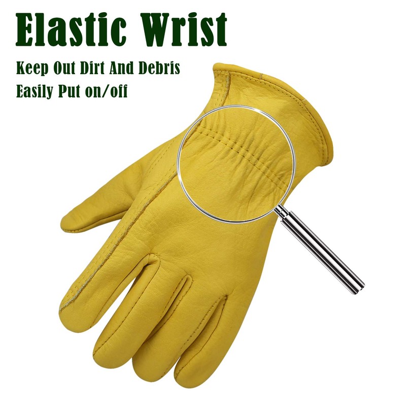 OLSON DEEPAK Cowhide Leather Work Gloves for Men and Women,Gardening