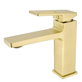 MFQJJRRMI Bathroom Basin Faucet and Cold Water Mixer Sink Tap Single Hole Deck Mounted Brass Black Chrome Brushed Gold(Brushed Gold)