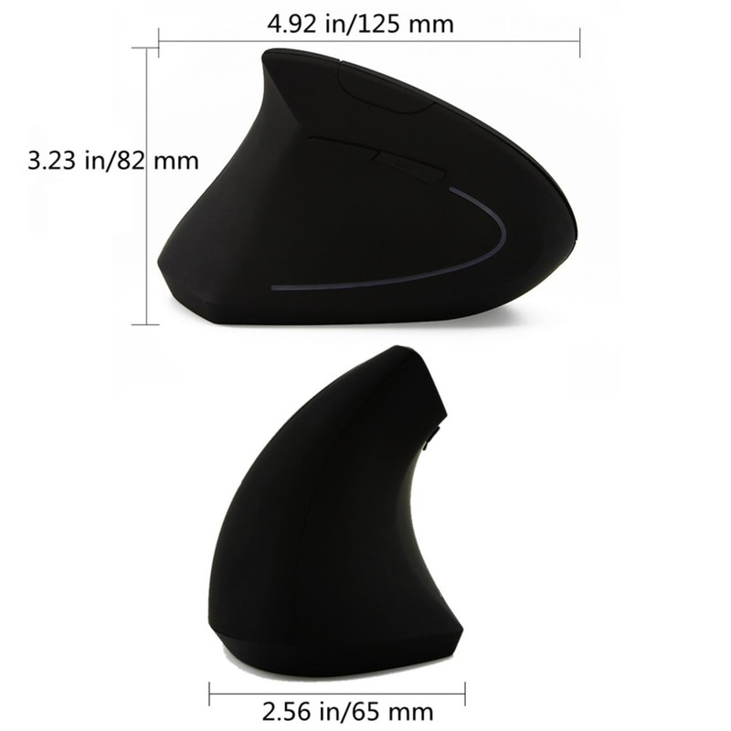 Left Handed Mouse, Ergonomic 2.4GHz Vertical Optical Wireless Mouse with