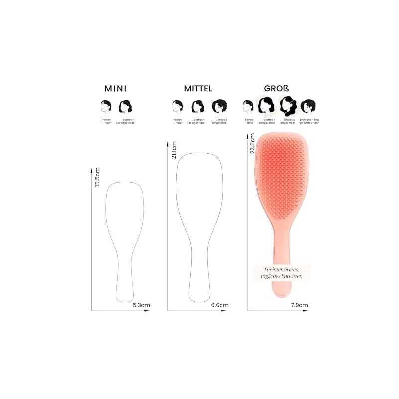 Tangle Teezer Hair Brush, Pink, Large Ultimate Detangler, Detangling Brush
