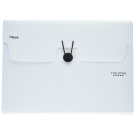Five Star 6 Pocket Expanding File Organizer, Plastic Expandable File Folders with Pockets and Tab Inserts, Holds 11" x 8-1/2", Bungee Closure, White (355520E)