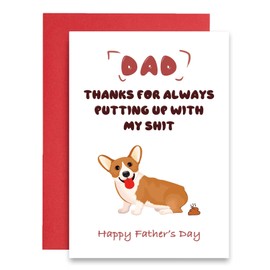 Serviky Cute Corgi Love Card for Dad, Naughty Pet Dog Father’s Day Card, Funny Father’s Day Card for Dog Dad