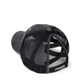 Criss Cross Ponytail Hat Baseball Caps for Women Mesh Back Distressed Messy Trucker Hat Pony Embroidery Hiking Golf Running Hats