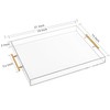 Large Clear Acrylic Serving Tray (14×18 Inches) with Gold Handles