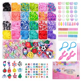 JHWELRG 1900+ Loom Bands Set, 24 Grids Rubber Bands Starter Set, DIY Rubber Bands for Bracelets Crafts with Clips, Charms, Beads and Other Accessories, Gift for Girls Boys Children