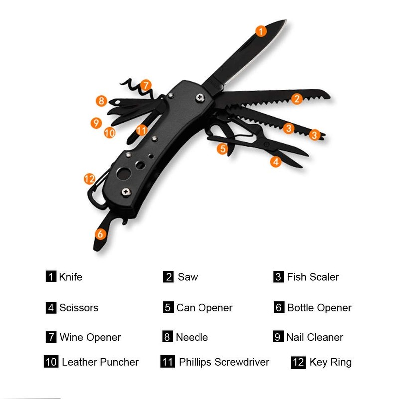 Lumbor37 - Herramienta Multiusos, 12 en 1 Herramientas Multitool de
