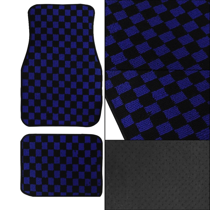 Generic 4PCS UNIVERSAL CHECKERED STYLE BLUE Fabric Car Floor Mats