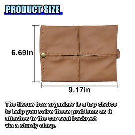 Car Tissue Holder, Waterproof Premium PU Leather Tissue Box Cover, Portable Vehicle Backseat Headrest Napkin Organizer, Universal Auto Storage Bag for Daily Use (Coffee)