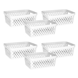 Glad Plastic Storage Basket Set, Value Pack of 6 | Open Storage Bins for Shelves, Bathroom, Pantry, Closet | Nesting Organizer Boxes with Handles, 2 Gallon, White