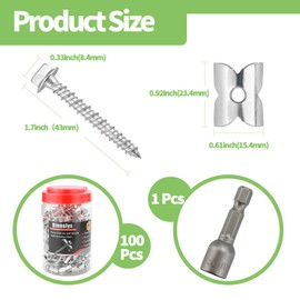 Fence Nails for Wood, 304 Stainless Steel Fence Staples, 1.7" Reusable Wire Fence Staples Screws for Mesh and Woven Fencing, 100pcs Fence Fasteners
