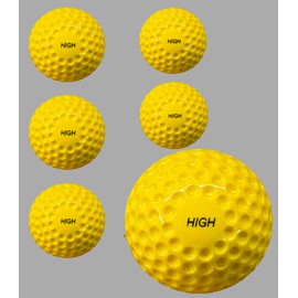 Cricket Practice Balls, High Bounce PU Dimpled, 150g, Yellow, 6 Pack