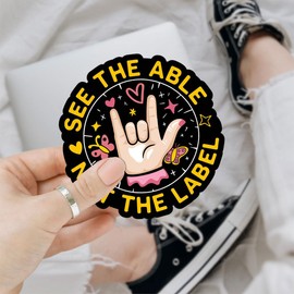 3 Pcs SPED Teacher See The Able Not The Label Sticker, Special Education Sped Squad Teacher Sticker, Disability Awareness Stickers 3 Inches for Water Bottle Laptop Phone Helmet Kindles Tumbler