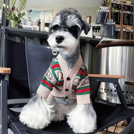 Cute Knitted Cat Sweaters Warm Striped Dog Apparel Thickened Winter Kitten Sweaters for Indoor Cats and Small Dogs (Stripe 1,M (3.3-5.5lbs))