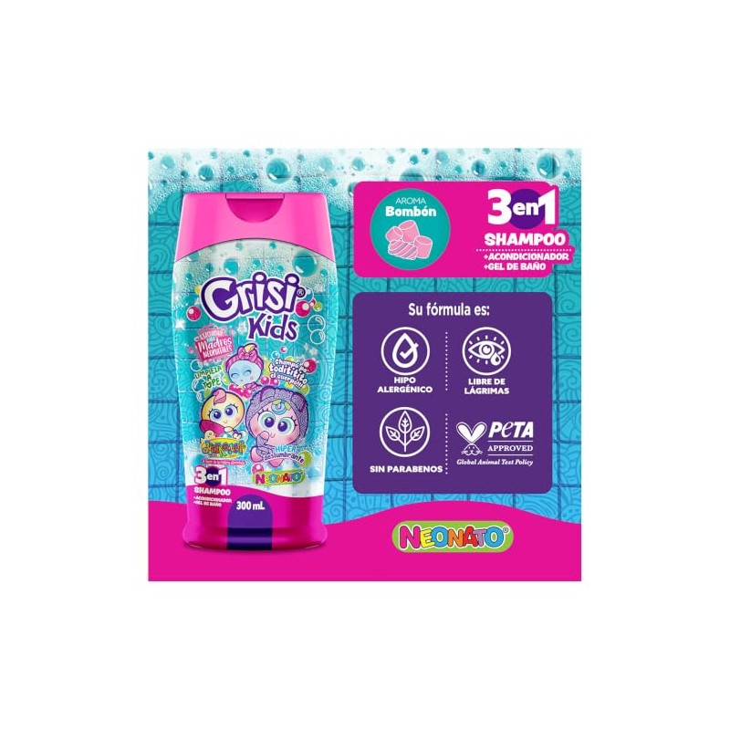 Grisi Kids - Shampoo 3 en 1 Neonatos, Hipoalergénico, 300
