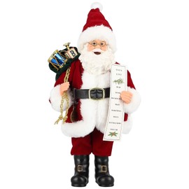 Uten Christmas Santa Claus Standing Figure With Gift Bag and Bear 11 Inch Santa Claus Doll Christmas Ornaments Home Decoration Christmas Doll