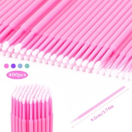 Pack of 400 Micro Applicator Brushes, Microbrush Eyelash Extension, Disposable Micro Brushes Eyelash Brushes for Eyelash Extension (Pink/Purple/Light Blue/Mint Green)