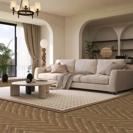 Elffloor Peel and Stick Floor Tile, Self Adhesive Vinyl Flooring Waterproof, Old Wood Grain Look Flooring for Bedroom, Kitchen, Bathroom, 35.4in ×5.9in, 10 Pcs